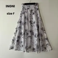 INGNI 花柄 オーガンジー ロング フレア スカート シアー Fのサムネイル