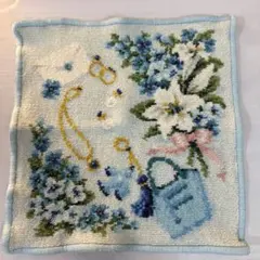 フェイラー フェイラーシュニール織 ハンカチ 水色　中古
