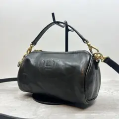 【良品】ヒロフ ショルダーバッグ 2way 筒型 アクセサリーポーチ Hロゴ