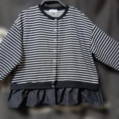 しまむら　シーズンリーズン大きいサイズボーダーカーディガン 長袖 LL　美品
