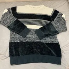 ikka ストライプニットセーター L