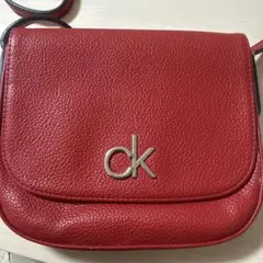 CK レザー フラップショルダーバッグ レッドのサムネイル