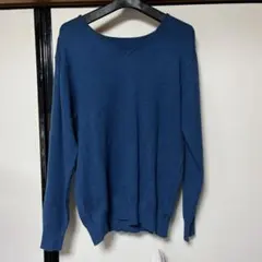 マーベラスバイピエロ　レディース　長袖ニット　ブルー　青　Mサイズ Vネック