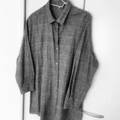 グレー系 チェック柄 長袖シャツ 大きいサイズ
