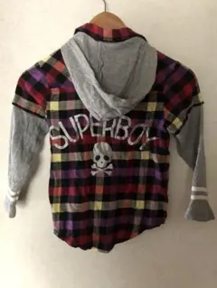 美品❗️ 人気❗️BREEZE 長袖シャツ　チェックシャツ　パーカー付き　130㎝