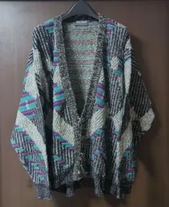 20まで 90s Ellis Island マルチカラー カーディガン USA製