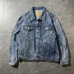 90s オークバレー デニムジャケット ケミカルウォッシュ 青 LL 古着