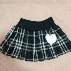 ハートポンポンチャーム付き♥ツイードチェックミニスカート♥