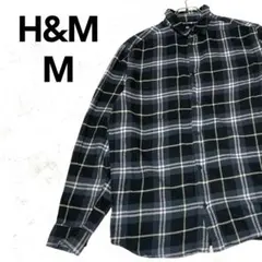 【定番人気】H&M エイチアンドエム ネルシャツ ブラック M チェック柄