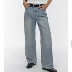 BLACKUP ライトブルー ワイドレッグデニム