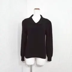 ING　長袖リブニット　レース襟付き　ビーズ（M）アンゴラ・ウール