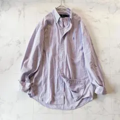 美品 ラルフローレン クラシックフィット ストライプシャツ 紫白 オーバーサイズ