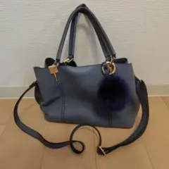 Fleur グレー レザー ショルダーバッグ