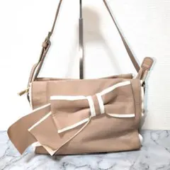 【極美品】LANVIN en Bleu リボンフリル レザーショルダーバッグ