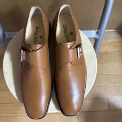【本革】ブラウン レザー ダブルモンクストラップシューズ
