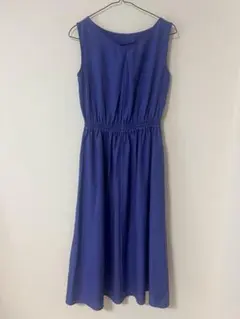 ノースリーブロングワンピース　花紫