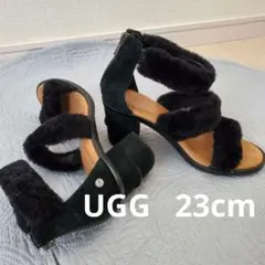 希少 UGG アグ 黒 ブラック ムートン スエード ストラップサンダル