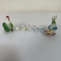 유리 세공 닭 부모와 자식 오리 부모와 자식 미니어처 그림 7마리