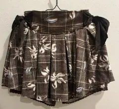 LIZLISA グレンチェック 花柄スカパン スカート