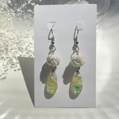 あわじ玉×レジン　水引ピアス