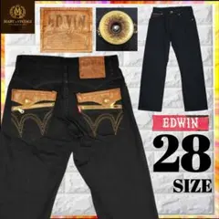 【超美】 EDWIN EXS404 28 レザーフラップ Y2K ブラックデニム
