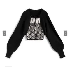 GRL アーガイル柄ファーキャミソール×ボレロニットアンサンブル[an1840]