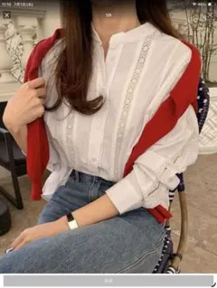 SHEIN コットンブラウス　白Sのサムネイル