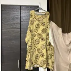 エプロンドレス着丈102パイナップル柄ワンピース