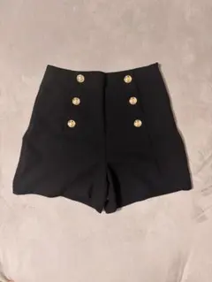 ZARA ゴールドボタン ハイウエスト ショートパンツ ブラック S