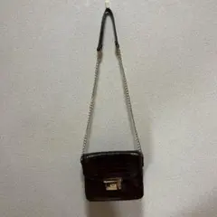 ブラウン クロコダイルパターン ショルダーバッグ