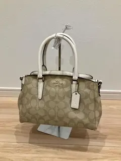美品 COACH コーチ ミニセージキャリーオール 2WAY シグネチャー 