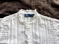 Poloポロラルフローレン 半袖 コットンレース ブラウス 白のサムネイル