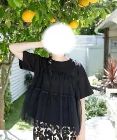 【美品】niko and...黒ブラック半袖チュニックＬサイズニコアンドTシャツ