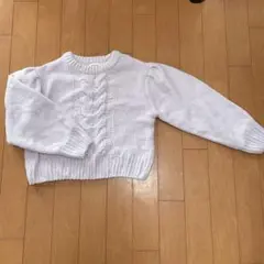 薄紫 ケーブル編みニットセーター