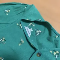 MOUSSY グリーン 花柄刺繍 長袖ブラウス