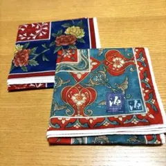 ♥️未使用源右衛門　源コレクション大判ハンカチ 2枚 花柄　ブルーミング中西♥️のサムネイル