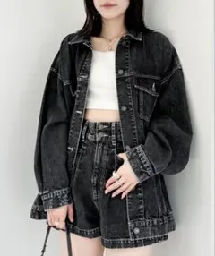 Heather ダークデニムジャケット＆ショートパンツセット