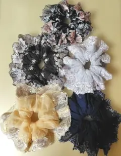 【最終お値下げ】ハンドメイドシュシュ5点セット