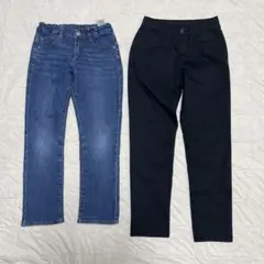 未使用品　ストレッチパンツ　130cm セット　まとめ売り　デニム　黒　チノパン