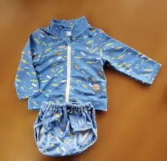 ベビー水着セット 魚柄 青色 サイズ80