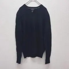 ウール100％ バナナリパブリック M ニット Vネック シンプル 無地 黒