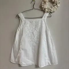 ユニクロ　レディース　トップス　タンクトップ　ノースリーブ　チュニック　刺繍　Mのサムネイル