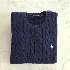 ラルフローレン ネイビー コットン ケーブル編み セーター M 165