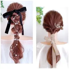 ワイド ベロアリボン ポニーフック付き ヘアリボン