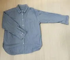 GU ストライプオーバーサイズシャツ　長袖　ブルー