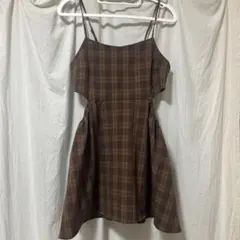 w closet チェック柄 キャミワンピース ブラウン