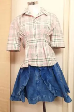 ネネットスーパーマンデニムスカートハイブリーチダメージ風