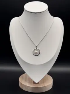 シルバー刻印 ネックレス パール調 サークルデザイン ペンダント