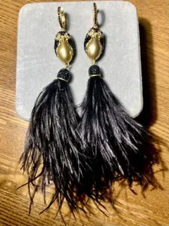 ケイトスペード　フェザーピアス ブラック ゴールド 羽根 ブラック　ペンギン