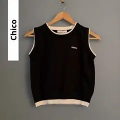 Chico 配色ネームロゴノースリKT セール　新品　サマーニット　ニットベスト